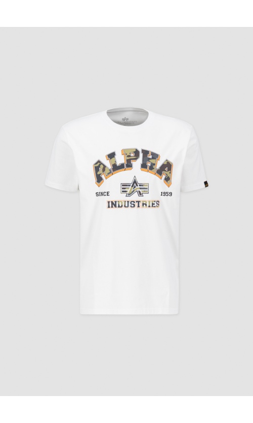 Alpha Industries Ανδρικό COLLEGE CAMO T-Shirt Βαμβακερό Regular-Fit – White