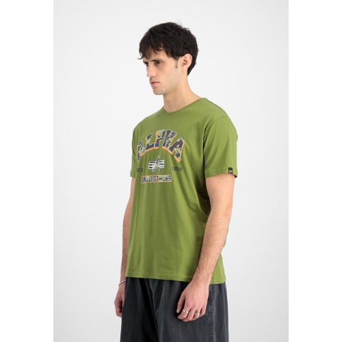 Alpha Industries Ανδρικό College Camo T-Shirt Βαμβακερό Regular-Fit – Moss Green
