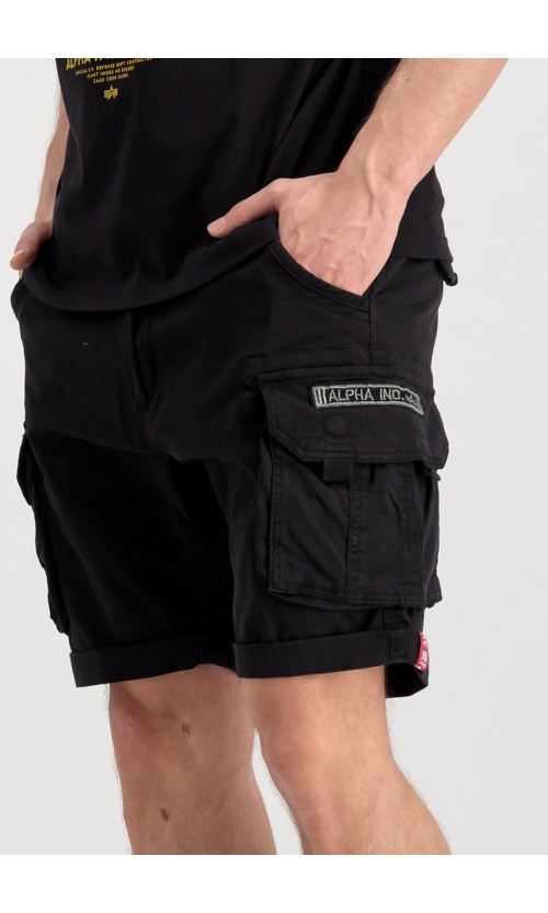 Alpha Industries Ανδρικό CREW Cargo Shorts Βαμβακερό Slim Fit – Black