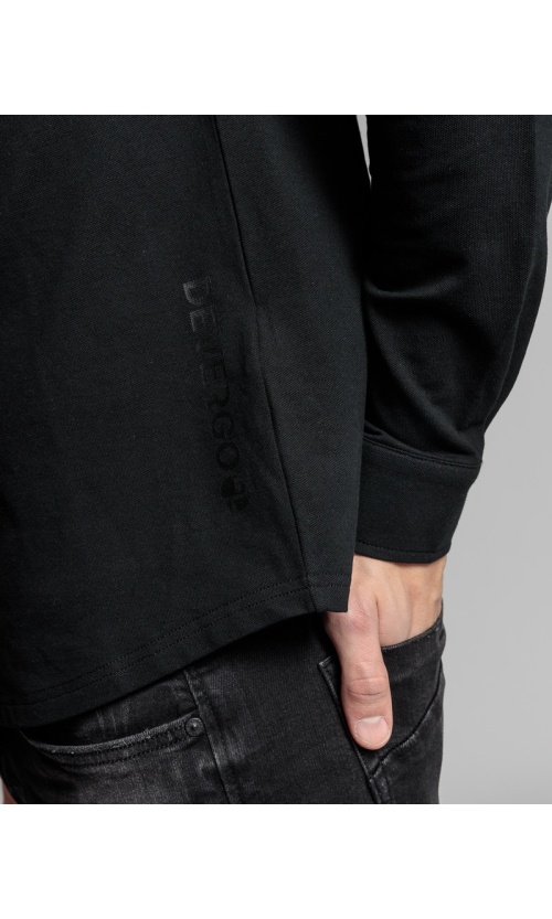Devergo Ανδρικό Pique Πουκάμισο Μακρυμάνικο 5000 Βαμβακερό Slim-Fit – Black