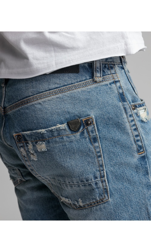 Devergo Ανδρικό FRANK 24114 Denim Shorts Βαμβακερό Regular-Fit – Washed Blue
