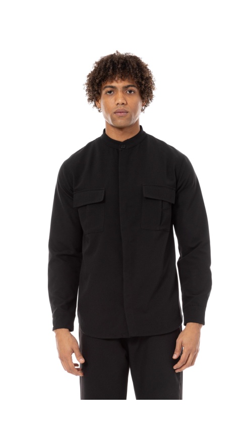Cover Denim Ανδρικό ΕΝΖΟ1 H0265-28 Mao Overshirt Πολυεστερικό Slim-Fit – Black
