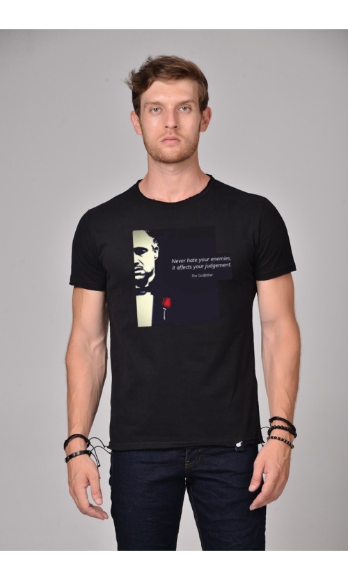 Bigbong Ανδρικό THE GODFATHER T-Shirt Βαμβακερό Regular-Fit – Black